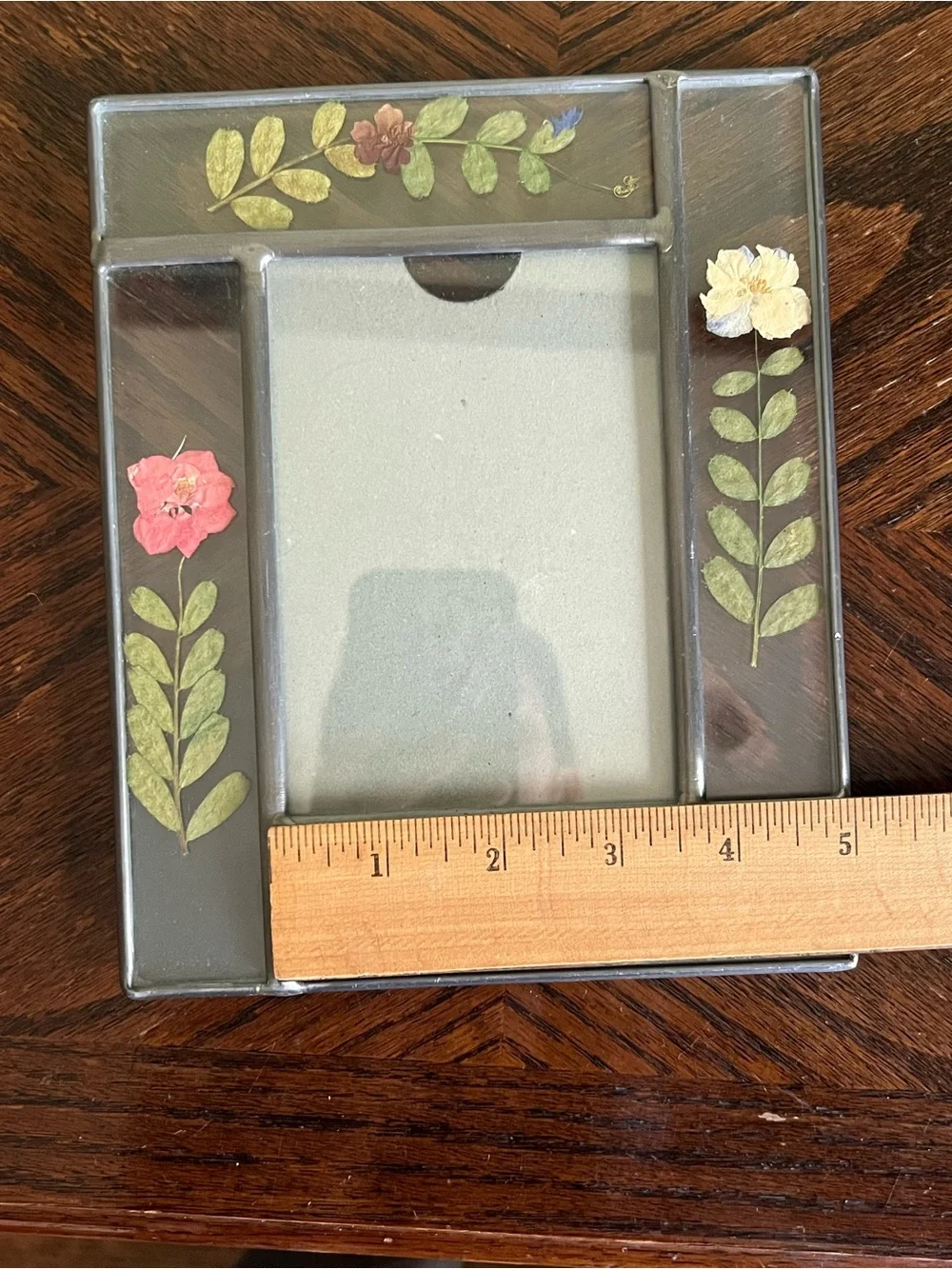 Vintage Pressed Flower Photo Frame, Real Floral Picture Frame, Cottagecore Decor